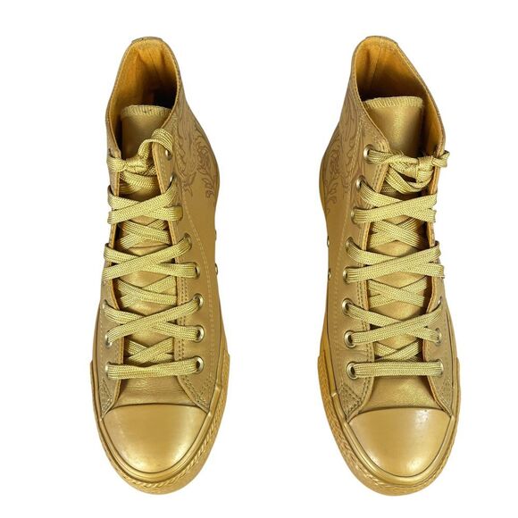 Converse Sneakers Women 7 Chuck Taylor All Star Laser Baroque Gold Hi Top Shoes - Picture 5 of 12
